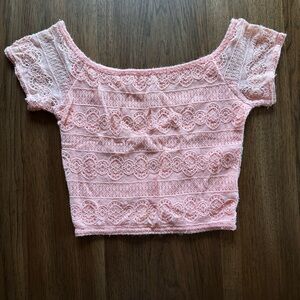 Pink Lace Off-Shoulder Top